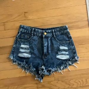 Denim ripped jean shorts